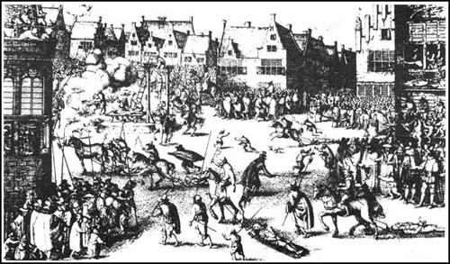 Engraving of the execution of those found guilty of the Gunpowder Plot (1606)